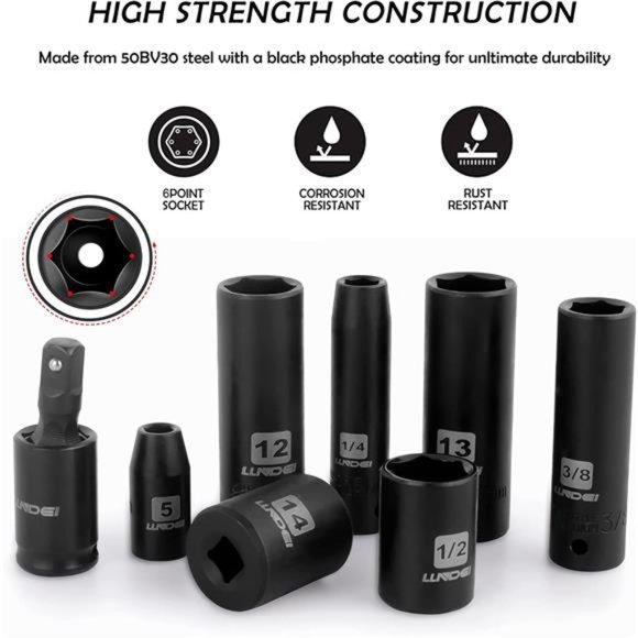 1/4”Drive Impact Socket Set, 52 PCS Mechanic Tool Set with 72-Tooth Ratchet - Picture 3 of 6